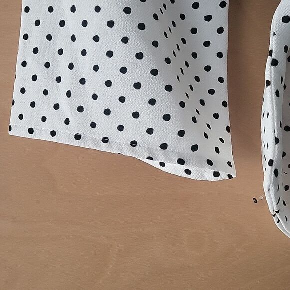 NWT Zara XS Wrap Tie Polka Dot Blk White Blouse Coquette Bow Modest Feminine Top - Picture 7 of 15